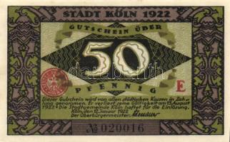 Német Birodalom/Weimari Köztársaság/Köln 1922. 50Pf (3x), 3 klf db, teljes sor T:I