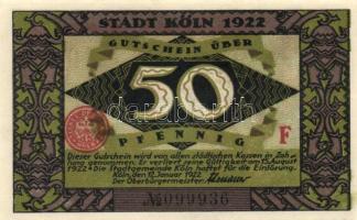 Német Birodalom/Weimari Köztársaság/Köln 1922. 50Pf (3x), 3 klf db, teljes sor T:I