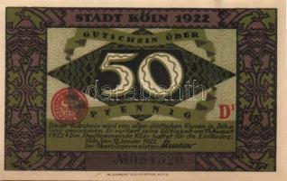 Német Birodalom/Weimari Köztársaság/Köln 1922. 50Pf (3x), 3 klf db, teljes sor T:I