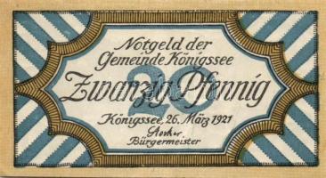 Német Birodalom/Weimari Köztársaság/Königssee 1921. 10Pf + 20Pf + 25Pf, 3 klf db, teljes sor T:I,II