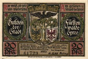 Német Birodalom/Weimari Köztársaság/Fürstenwalde 1921. 20Pf (3x)+ 25Pf (3x) + 50Pf (3x), összesen 9 klf db, teljes sor T:I