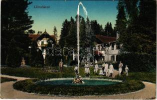 1915 Lőcsefüred, Lőcse-fürdő, Levocské Kúpele (Lőcse, Levoca); Nagy és kis pavilon szökőkúttal. Braun Fülöp kiadása / spa, pavilions, fountain (EK)