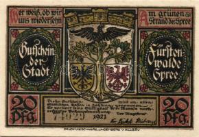 Német Birodalom/Weimari Köztársaság/Fürstenwalde 1921. 20Pf (3x)+ 25Pf (3x) + 50Pf (3x), összesen 9 ...