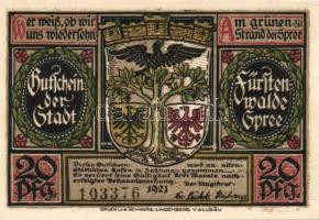 Német Birodalom/Weimari Köztársaság/Fürstenwalde 1921. 20Pf (3x)+ 25Pf (3x) + 50Pf (3x), összesen 9 ...