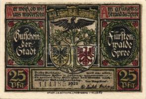 Német Birodalom/Weimari Köztársaság/Fürstenwalde 1921. 20Pf (3x)+ 25Pf (3x) + 50Pf (3x), összesen 9 ...