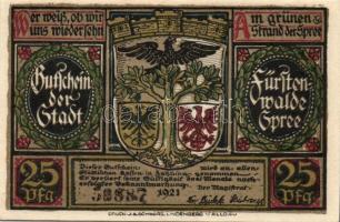 Német Birodalom/Weimari Köztársaság/Fürstenwalde 1921. 20Pf (3x)+ 25Pf (3x) + 50Pf (3x), összesen 9 ...