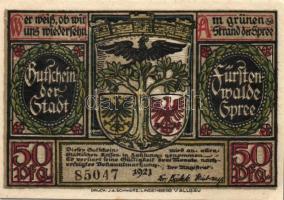 Német Birodalom/Weimari Köztársaság/Fürstenwalde 1921. 20Pf (3x)+ 25Pf (3x) + 50Pf (3x), összesen 9 ...