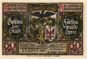 Német Birodalom/Weimari Köztársaság/Fürstenwalde 1921. 20Pf (3x)+ 25Pf (3x) + 50Pf (3x), összesen 9 ...