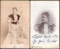 1893-1898 Zayugróc/Uhrovec, Gäpfert Ilka zay-ugróczi hölgy dedikált portréi, keményhátú fotó Carl Pietzner bécsi műterméből, 22x13 cm