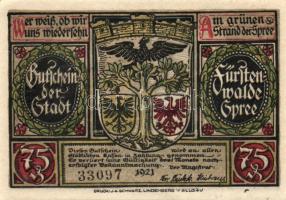 Német Birodalom/Weimari Köztársaság/Fürstenwalde 1921. 75Pf (3x), 3 klf db, teljes sor T:I