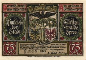 Német Birodalom/Weimari Köztársaság/Fürstenwalde 1921. 75Pf (3x), 3 klf db, teljes sor T:I