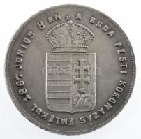 1865. "Emlékérem a pesti országgyűlésre" kétoldalas, ezüstözött bronz emlékérem "ÉLJE...