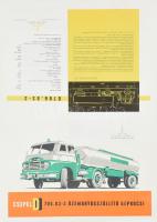 cca 1960-1970 Csepel D 706.03-3 üzemanyagszállító gépkocsi, Csepel Autógyár kétoldalas reklám plakát, kis szakadással, 49,5x34,5 cm