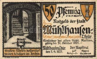 Német Birodalom/Weimari Köztársaság/Mühlhausen 1921. 50Pf (5x), 5 klf db, teljes sor T:I