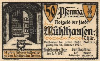 Német Birodalom/Weimari Köztársaság/Mühlhausen 1921. 50Pf (5x), 5 klf db, teljes sor T:I