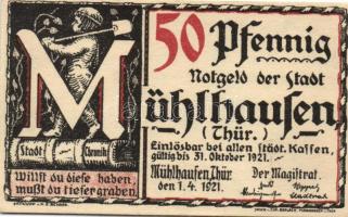 Német Birodalom/Weimari Köztársaság/Mühlhausen 1921. 50Pf (5x), 5 klf db, teljes sor T:I