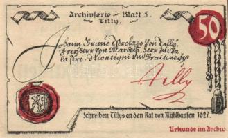 Német Birodalom/Weimari Köztársaság/Mühlhausen 1921. 50Pf (5x), 5 klf db, teljes sor T:I