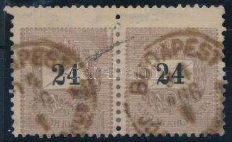 1889 24kr pár a fogazógép megugrása miatt 3 foglyuksorral nagyobb / shifted perforation