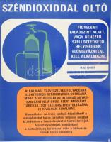 Széndioxiddal oltó, nagyméretű, retró munkavédelmi tájékoztató plakát, laminált karton, az Iparművészeti Vállalat jelzésével, 64,5x46,5 cm