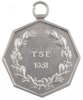 1931. "TSE 1931" kétoldalas, jelzetlen Ag kerékpáros díjérem füllel és "HP" beüt...