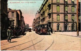 Alexandria, Alexandrie; Rue Porte Rosette / street, trams, shop