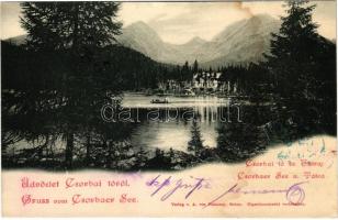 1899 (Vorläufer) Tátra, Magas-Tátra, Vysoké Tatry; Csorba-tó. Palocsay kiadása / Csorbaer See u. Tátra / Strbské Pleso / lake (fl)