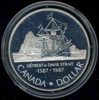 Kanada 1987. 1$ Ag "John Davis hajó" T:PP Tanúsítvánnyal!