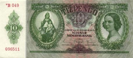 1936. 10P *-gal (10x) egymás utáni sorszámokkal, egyik darabon papírráncokkal T:I,I-