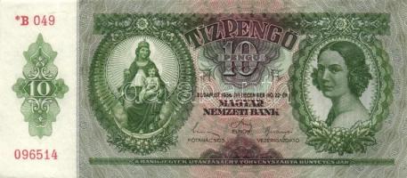 1936. 10P *-gal (10x) egymás utáni sorszámokkal, egyik darabon papírráncokkal T:I,I-