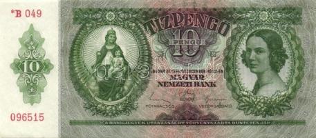 1936. 10P *-gal (10x) egymás utáni sorszámokkal, egyik darabon papírráncokkal T:I,I-