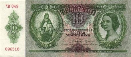 1936. 10P *-gal (10x) egymás utáni sorszámokkal, egyik darabon papírráncokkal T:I,I-