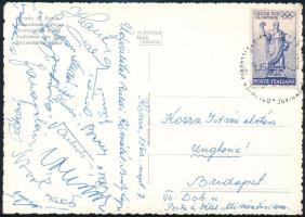 1960 20 magyar olimpiai bajnok és résztvevő autográf aláírása Római Olimpiáról küldött képeslapon / Hungarian olympic champions autograph signed postcard