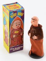 The Merry Monk with Fun Raising Action, retró humoros, pajzán játékfigura. Működik, jó állapotban, eredeti dobozában, m: 18,5 cm (Csak 18 éven felülieknek!) / Vintage humorous, naughty toy figurine, in working, good condition, with original box (For 18+ only!)