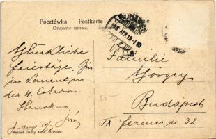 1908 Jaroslaw, Jaruslau; Art Nouveau mosaic with railway station (Rb)