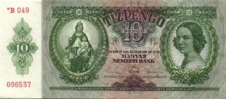 1936. 10P *-gal (5x) egymás utáni sorszámokkal, egyiken papírránccal T:I(többség),I-(egy darab)