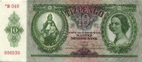 1936. 10P *-gal (5x) egymás utáni sorszámokkal, egyiken papírránccal T:I(többség),I-(egy darab)