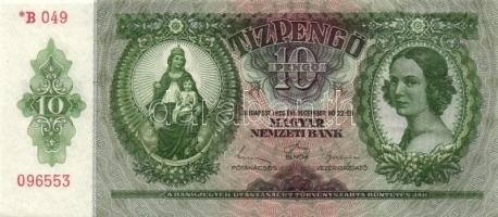 1936. 10P *-gal (10x) egymás utáni sorszámokkal T:I