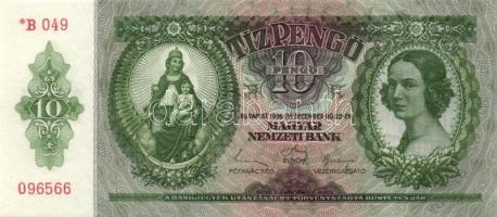 1936. 10P *-gal (9x) egymás utáni sorszámokkal, három darabon papírráncokkal T:I