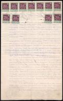 1921 Szerződés 40 db illetékbélyeggel össz 1850K értékben
