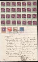 1921 Szerződés 40 db illetékbélyeggel össz 1850K értékben