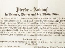 1856 Lóvásárlási hirdetmény Bukovina, Bánát és Vajdaság területén. 29x47 cm / Horse buying tender an...