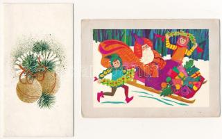 36 db MODERN grafikai húsvéti és karácsonyi üdvözlőlap (kinyitható) / 36 modern Easter and Christmas greeting cards, folding