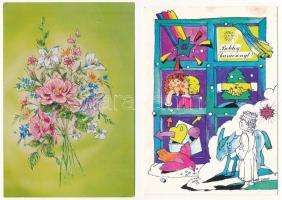 36 db MODERN grafikai húsvéti és karácsonyi üdvözlőlap (kinyitható) / 36 modern Easter and Christmas...