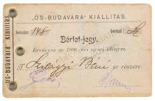 1898 "Ős-Budavára" kiállítás fényképes bérlet-jegy, 7x10 cm