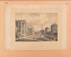 Maxim Gauci (1774-1854): Windsor kastély, St. Georges chapel. Litográfia, papír. Jelzett a litográfián. Lapszéli foltokkal és kisebb szakadásokkal. Kartonra kasírozva. 15x22,5 cm.