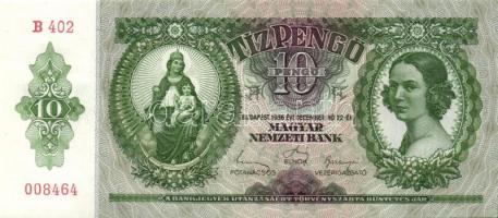 1936. 10P (5x) egymás utáni sorszámokkal, egyik darabon papírránccal T:I