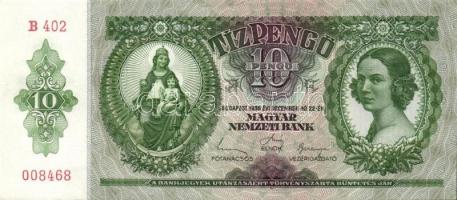 1936. 10P (5x) egymás utáni sorszámokkal, egyik darabon papírránccal T:I