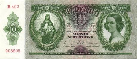 1936. 10P (4x) egymás utáni sorszámokkal, két darabon papírránccal T:I,I-