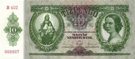 1936. 10P (4x) egymás utáni sorszámokkal, két darabon papírránccal T:I,I-