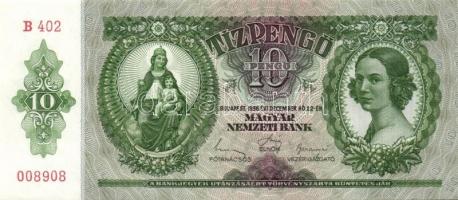 1936. 10P (4x) egymás utáni sorszámokkal, két darabon papírránccal T:I,I-